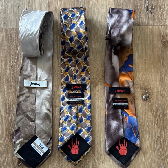 Curated Elegant J. Garcia Men's Ties - set of 3. Multicolor browns, black, gray - Picture 3 of 6